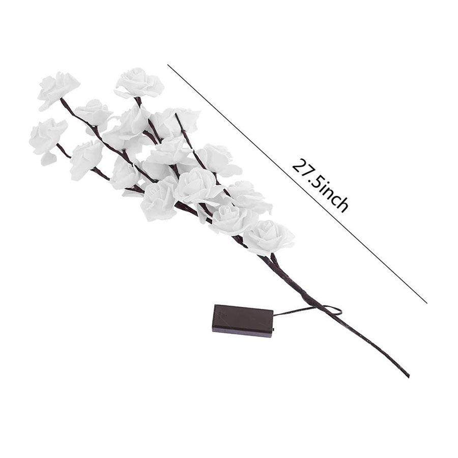 White Rose LED Light Tree Artificial Flower Branch Flexible Vase Table 50cm