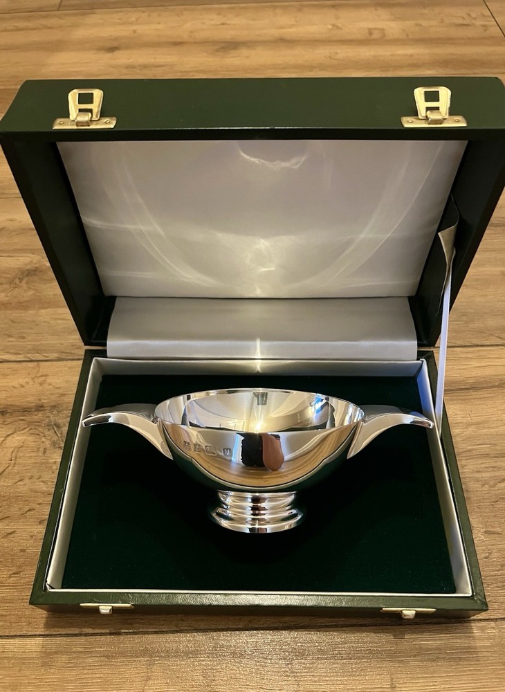Solid Silver Large Heavy Quaich Bowl In Original Box