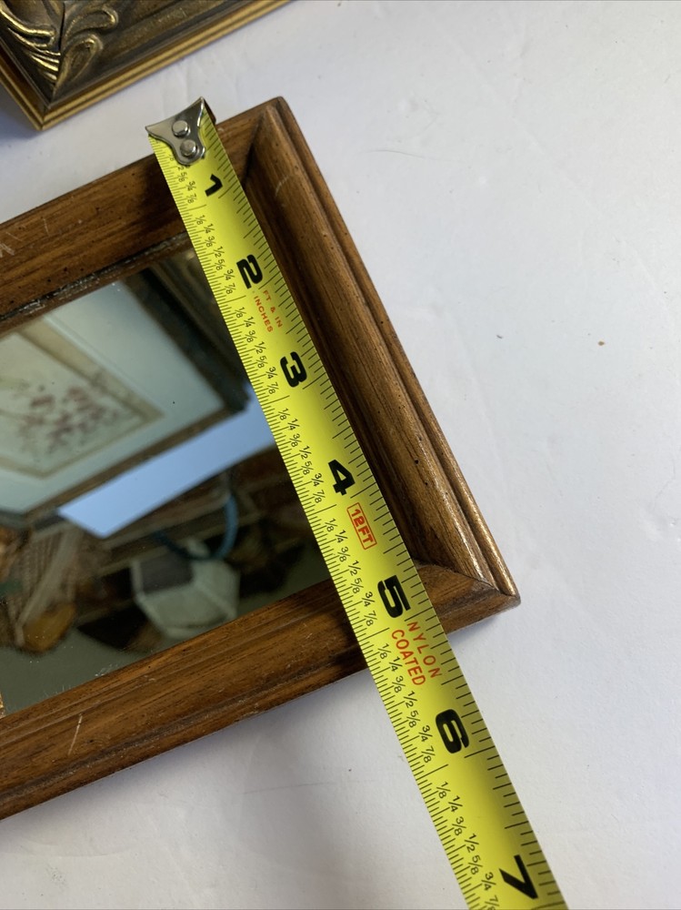 MCM Small Square Or Diamond Wall Mirror~Wood~Distressed