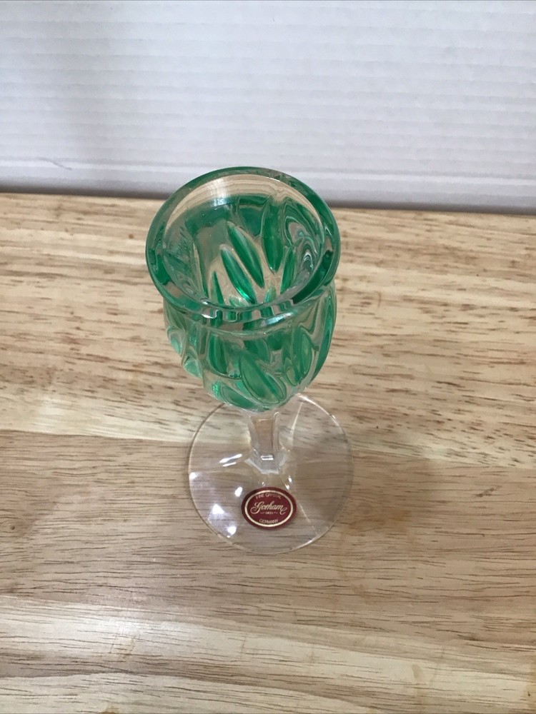 Green Crystal Gorham Candlestick 6.5”