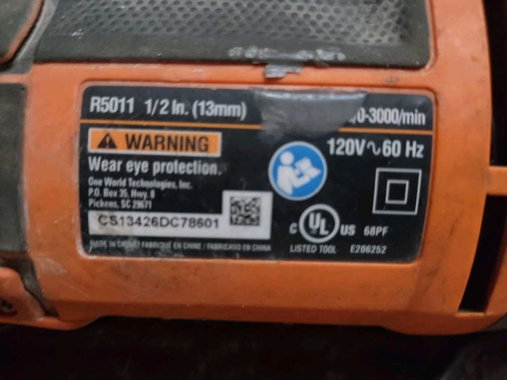 Rigid 5011 Corded Drill With Handle 1/2 Inch