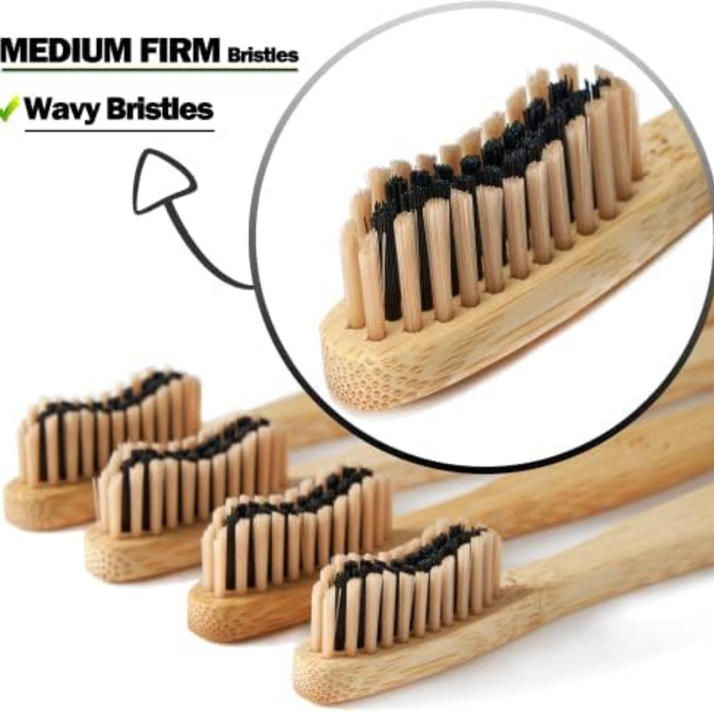 10 Pack Bamboo Toothbrush Soft/Medium Charcoal Bristles Eco Friendly Biodegradab