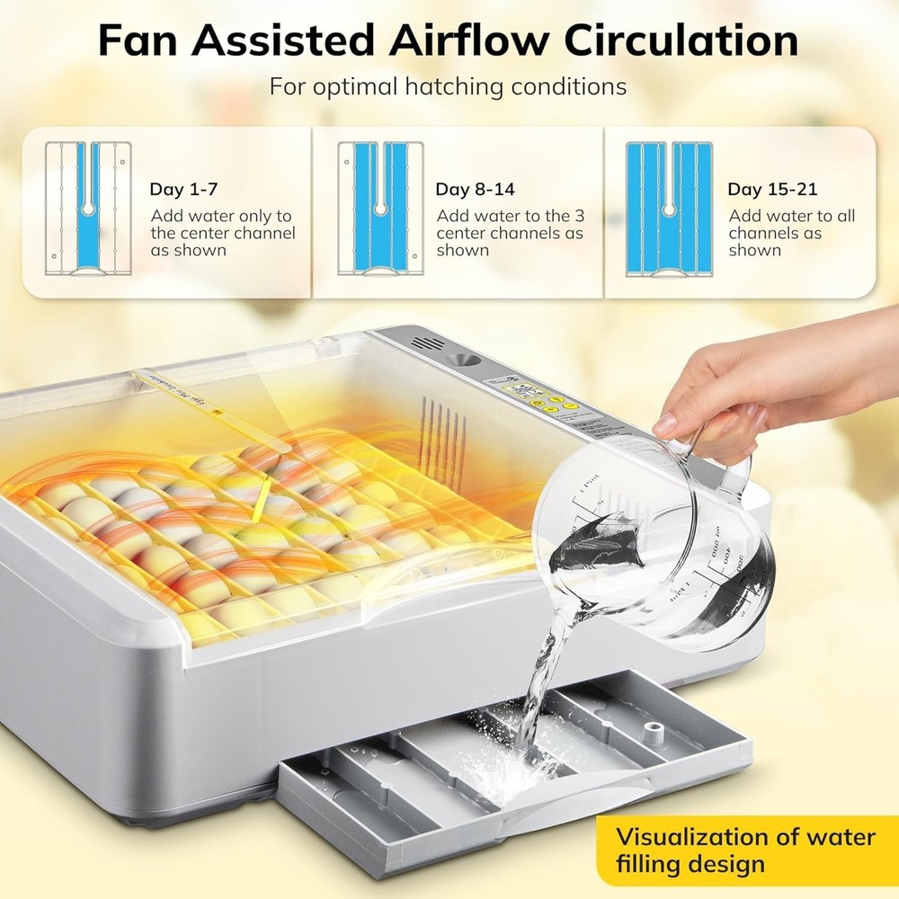 36-60 Egg Incubator with Automatic Egg Turning and Humidity Control