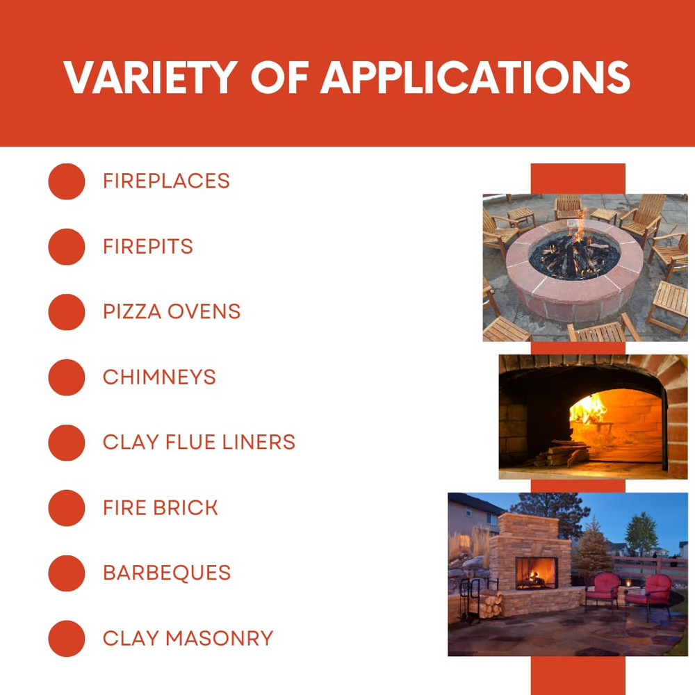 High-Temperature Refractory Mortar for Fireplaces & Pits, 25 lbs, White