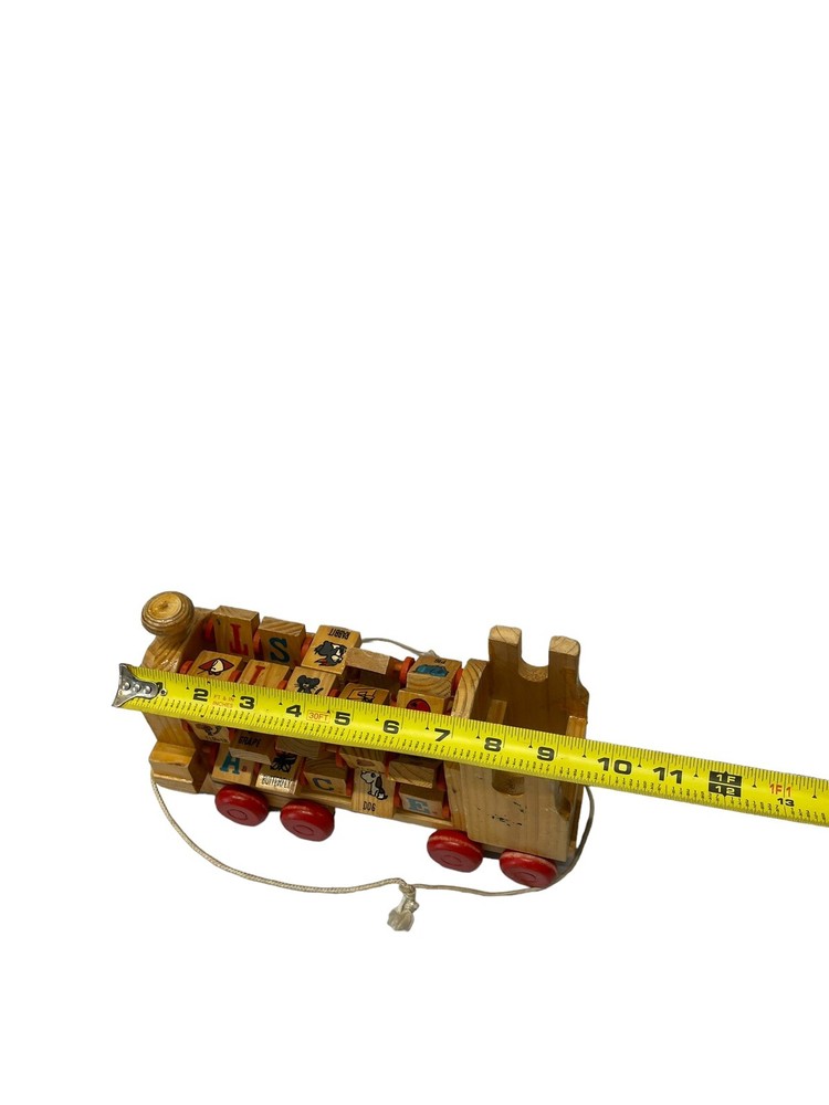 Vintage Wooden Train Engine Alphabet Push/Pull Toy