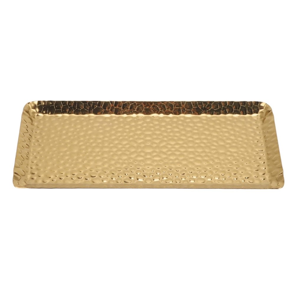 Serving Platter, Pastry Serving Tray Multi Purpose Hammered for Restaurant (Gold