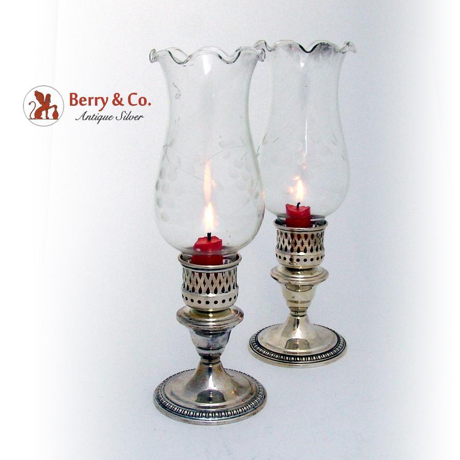 Hurricane Lamp Sterling Silver Wm Rogers 1940
