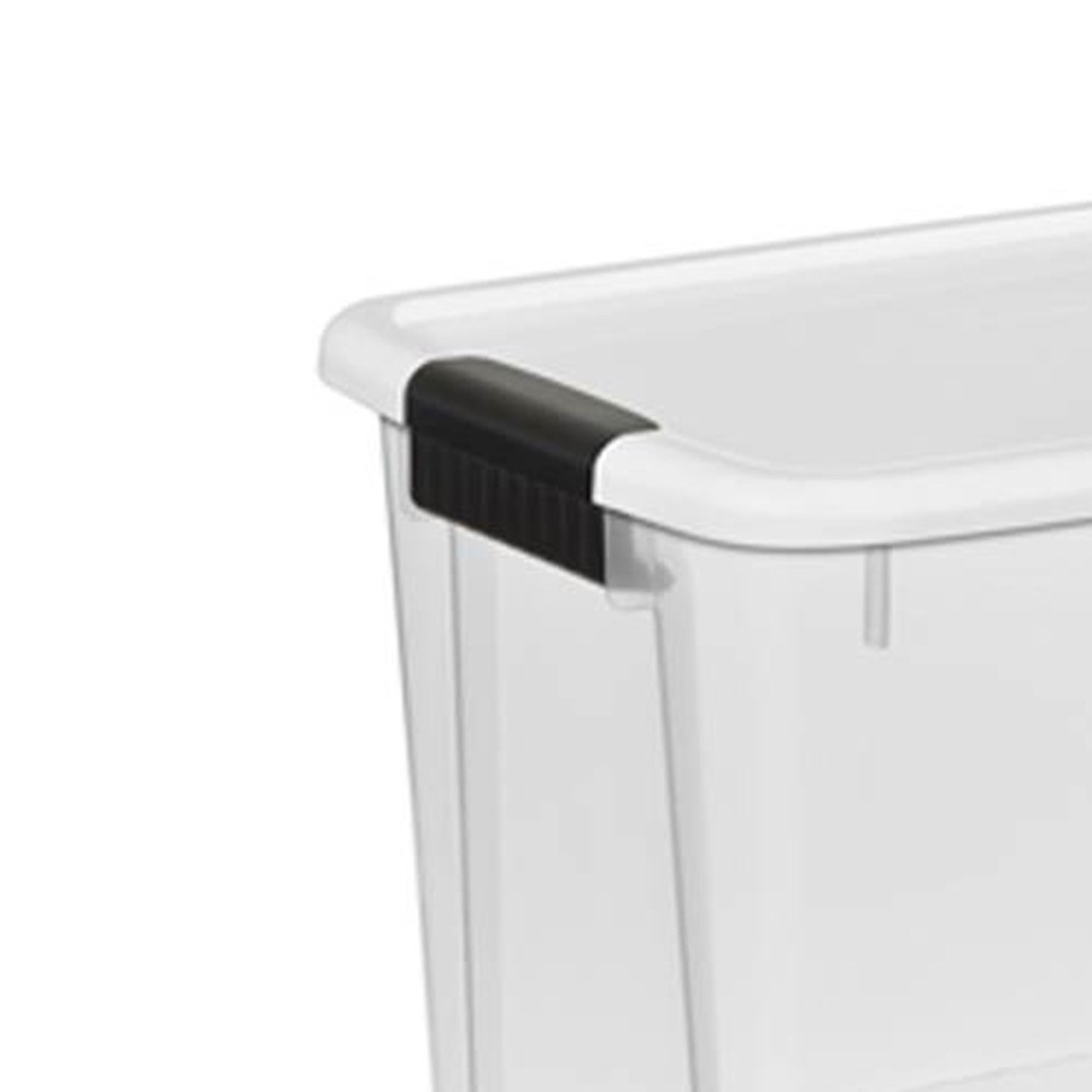Sterilite 30 Qt Clear Plastic Stackable Storage Bin w/ Latch Lid, White (6 Pack)