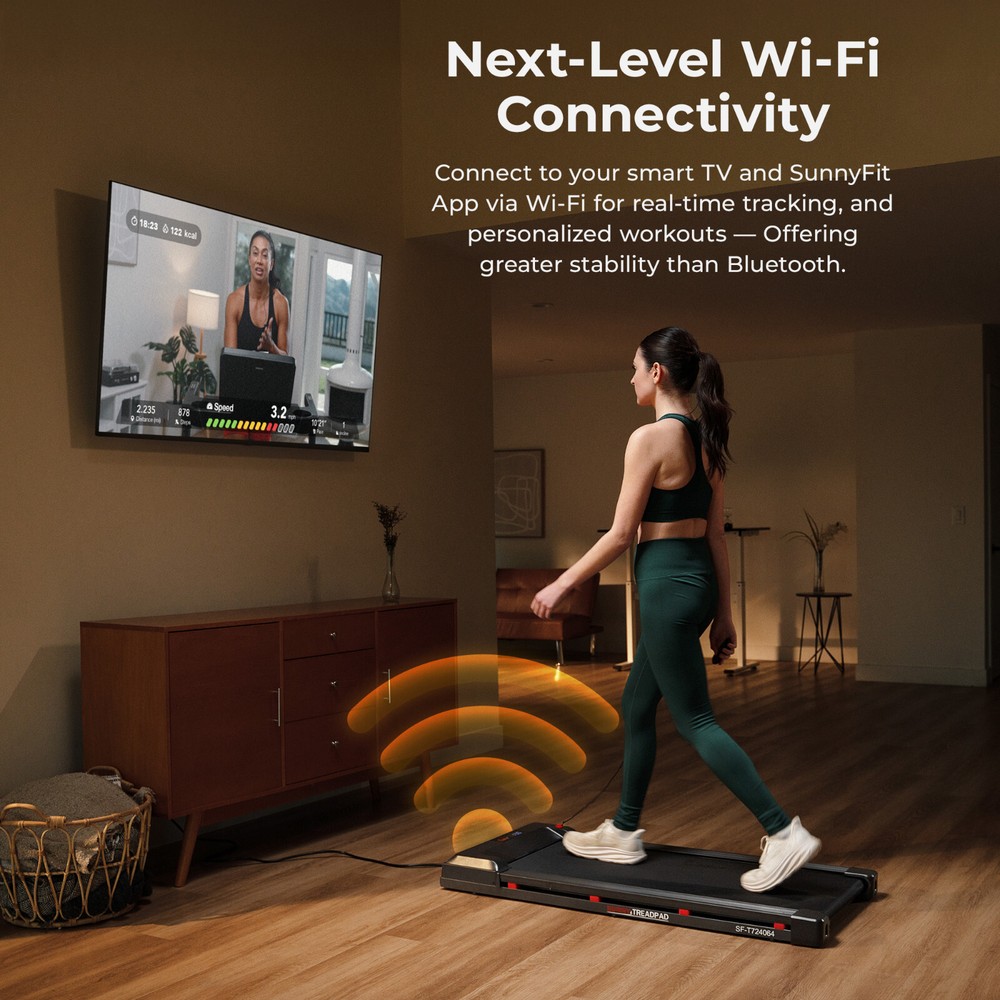 Smart WIFI Compact Cushioned Deck Walking Pad with Remote Bluetooth LED Display