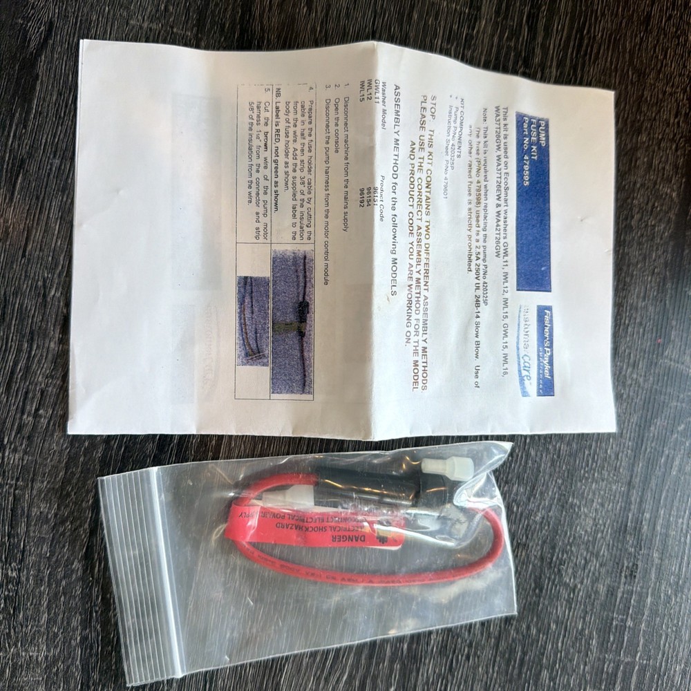 Washer Part # 479595 - Drain Pump, Old Version With Fuse kit