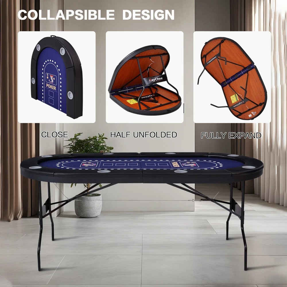 71in Folding Poker Table Sturdy Structure gambling texas hold em