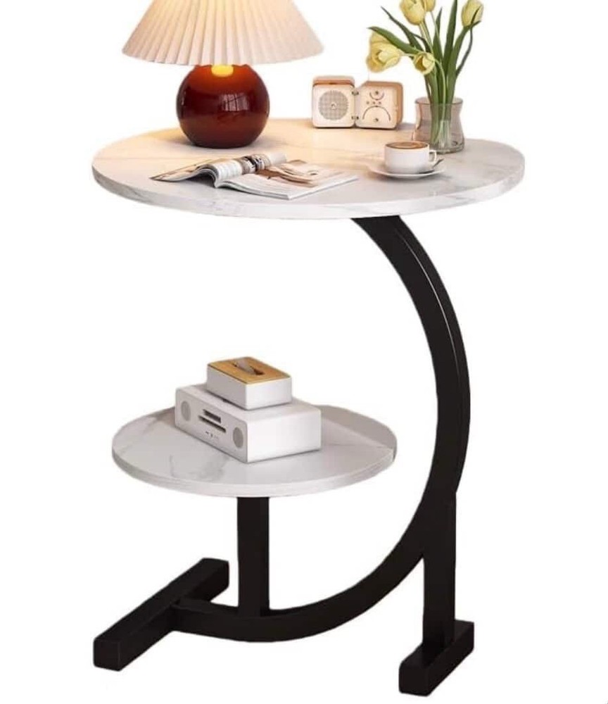 Minimalist White Wrought Iron Side Table – Sofa End Table & Coffee Table Combo