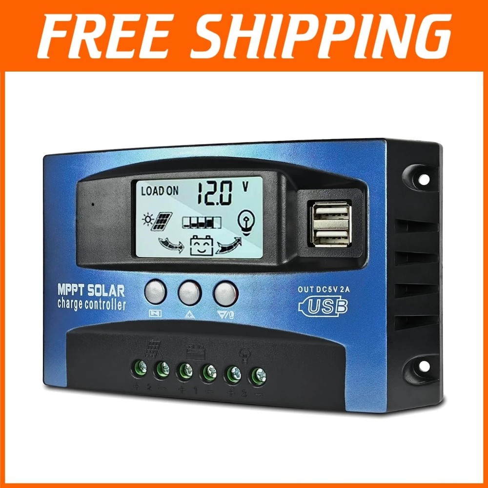 MPPT Solar Charge Controller 100A, 12V/24V Battery Regulator