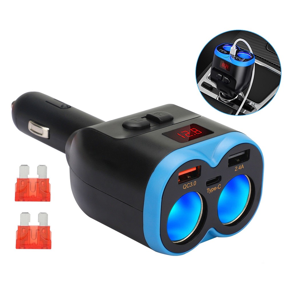 Smart Dual USB Charger Power Adapter Car LCD Cigarette Lighter Socket Splitter