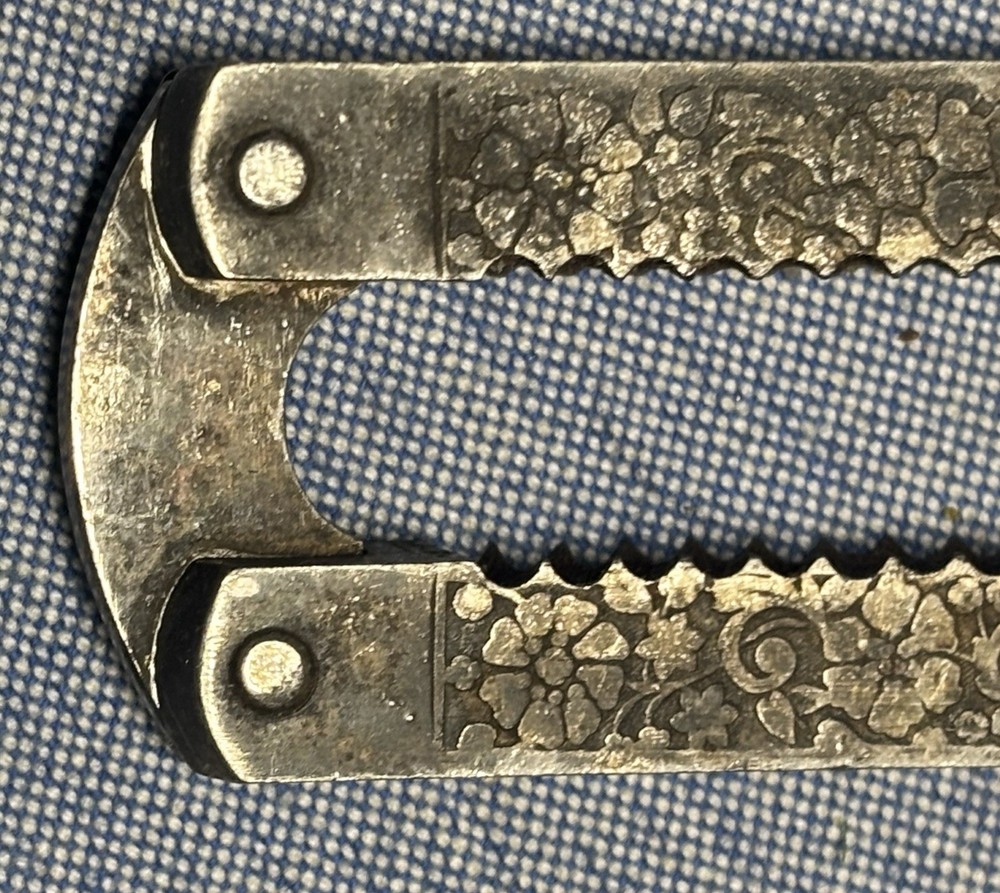 Vintage Nut Cracker Floral Design Silver Tone