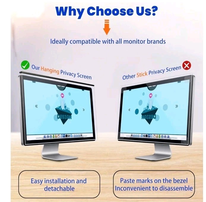 32" Blue Light Blocking Screen Protector 16:9 Computer Monitors Removable...