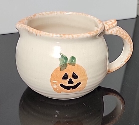Orange & White Spongeware Pumpkin Creamer Halloween/ Fall  Decor