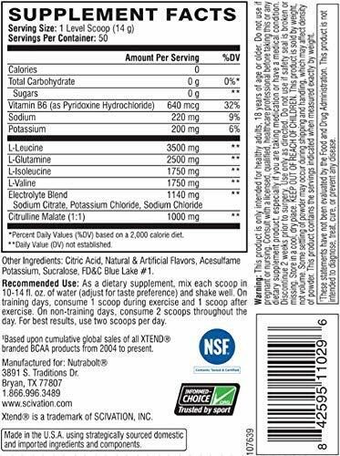 Scivation XTEND Original 7g BCAA | 50 Servings | Blue Raspberry Ice - CLUMPY