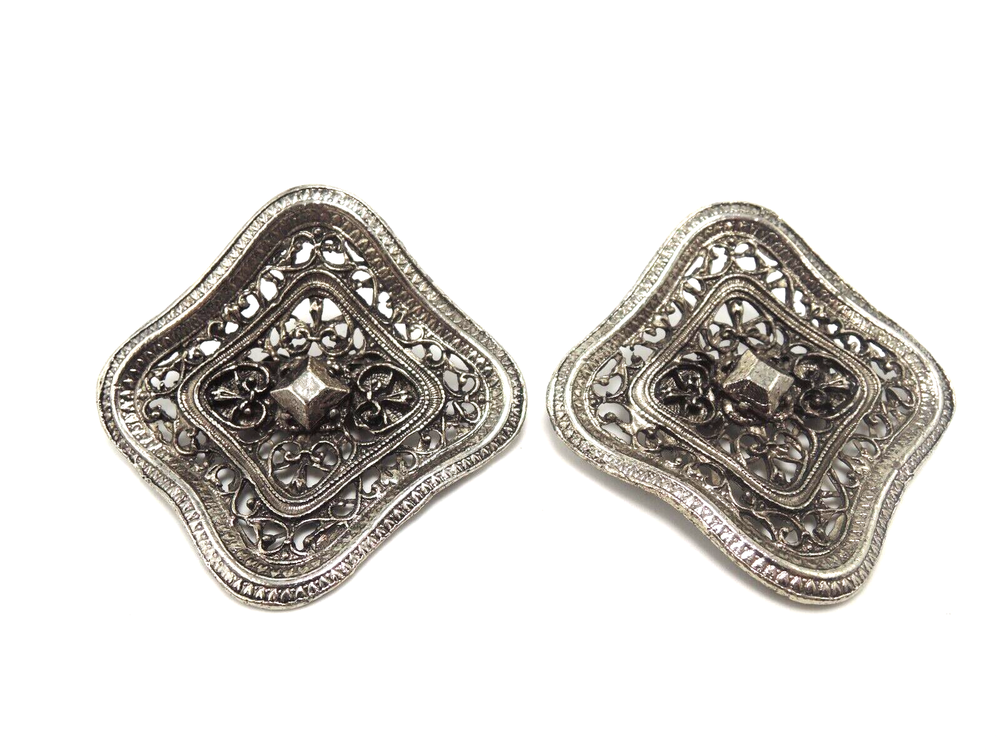 Silver Tone Curved Shoe Clips, c1960s