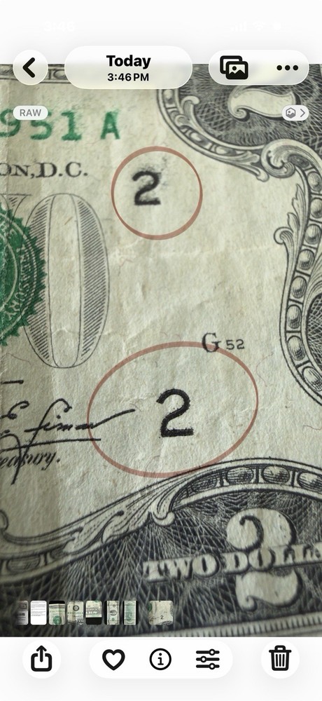 1976 $2 Two Dollar Bill Note Misaligned Over Print Strong Green 4x Error’s