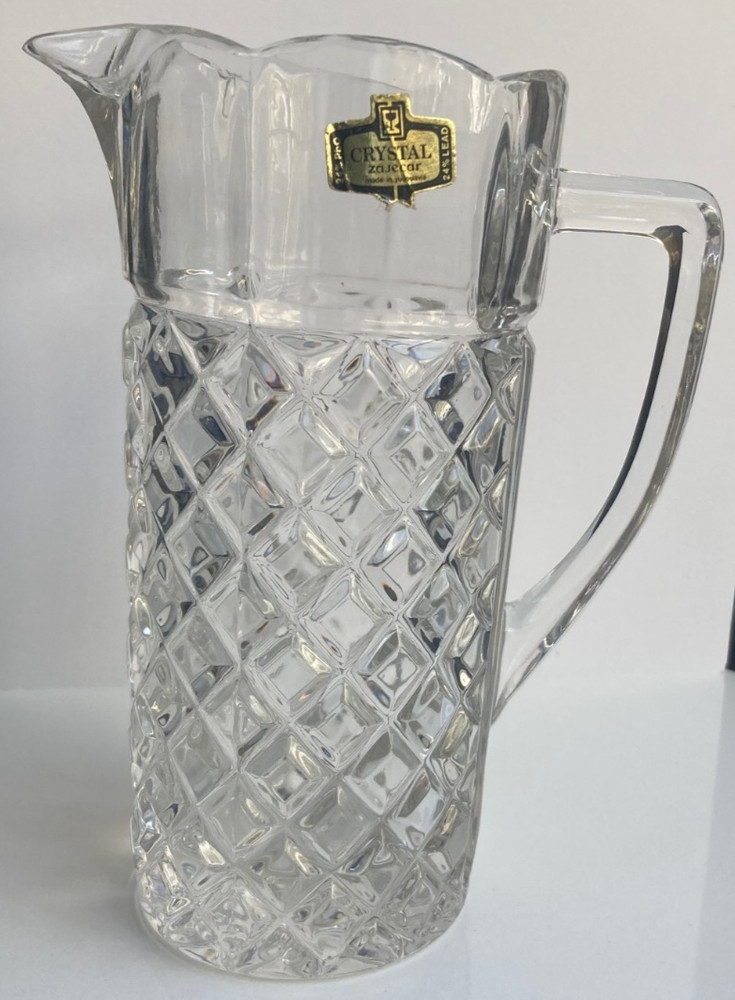 Zajecar Crystal Jug / Pitcher - Diamond Pattern Yugoslavia