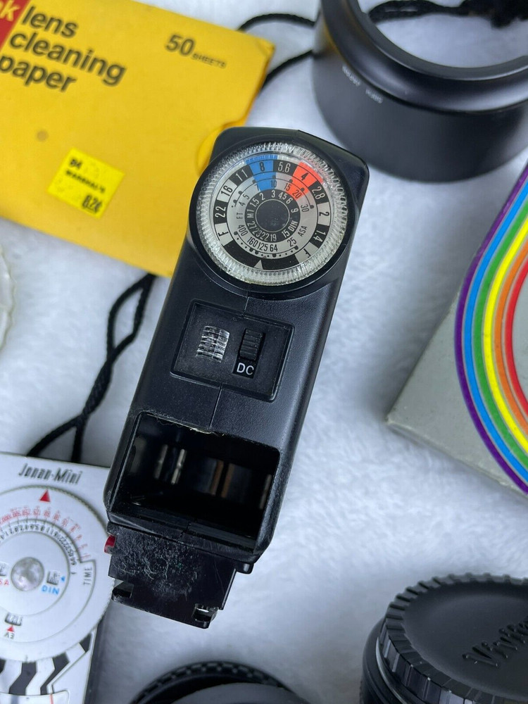 Camera Gear Lot Nikon System Chart Flash Shutter Release Cable Filters Caps SEE