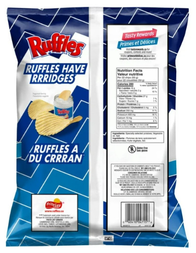 Ruffles Regular Potato Chips, 380g (Imported from Canada) (2 Pack)