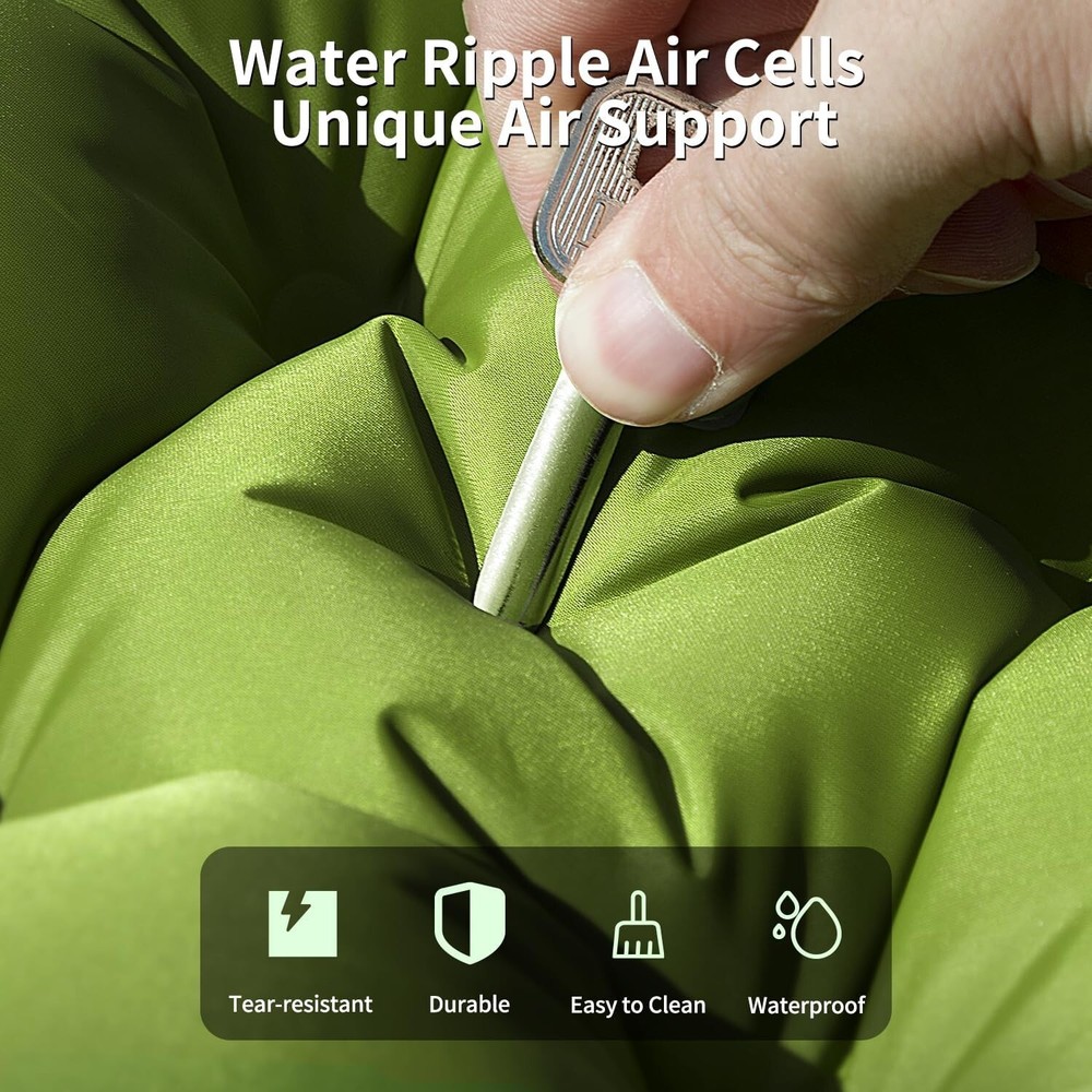 Double Sleeping Pad - Self Inflating 4" Thick w/Pillow Pump Camping Mat Pro