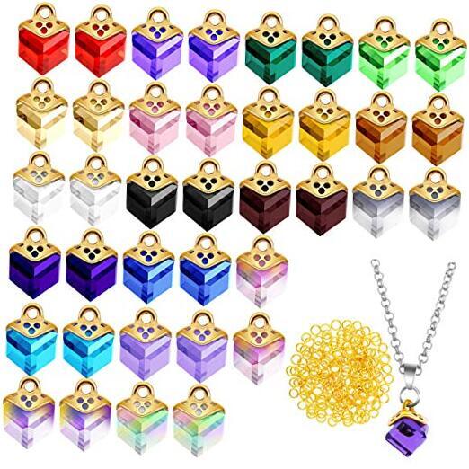 40 Pieces Cubic Crystal Charms Assorted Crystal Dangle Charms Pendants