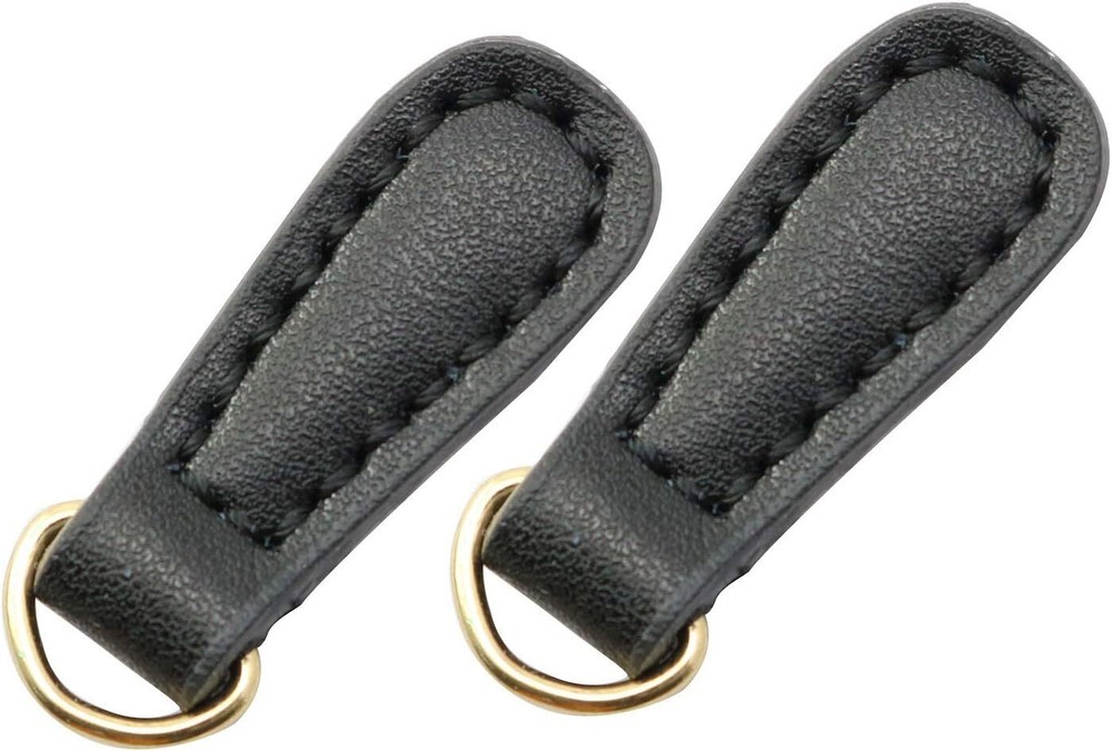 NX Garden 2pcs Genuine Leather Zipper Pulls Black Pull Strap Cord Zipper