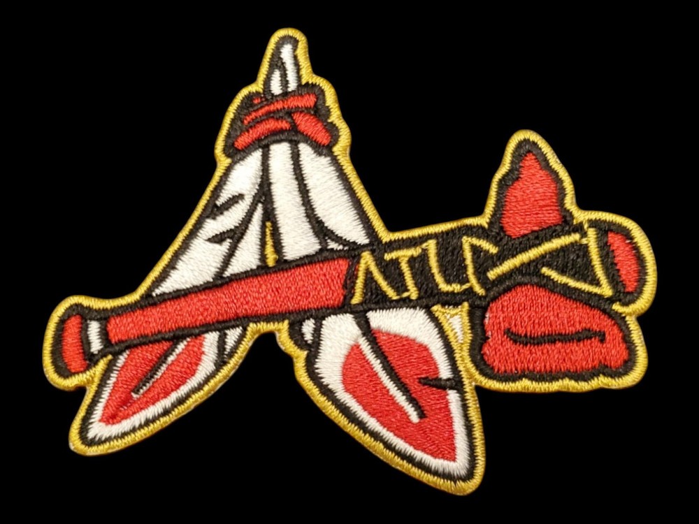 Atlanta Braves Feather Patch. Fully Embroidered. Iron On Backing. 3"x2"