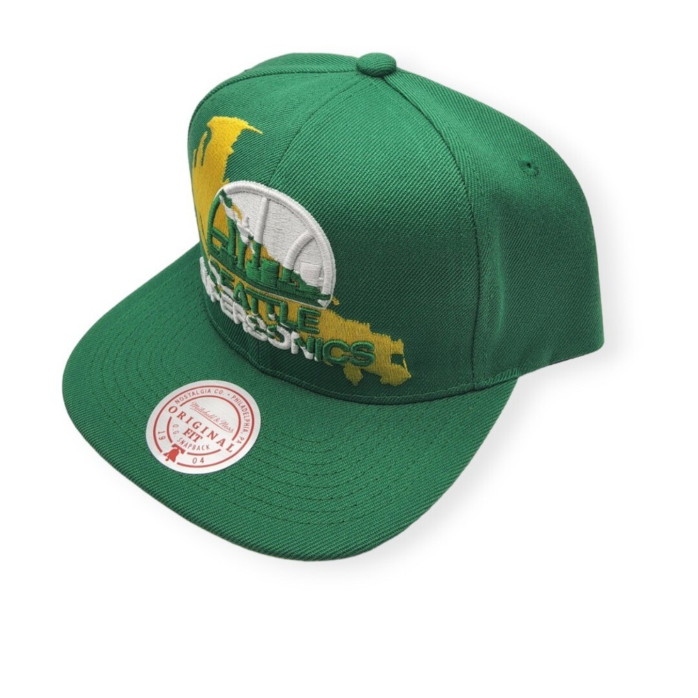 Mitchell & Ness Seattle Supersonics Paint By Number Green Adjustable Snapback