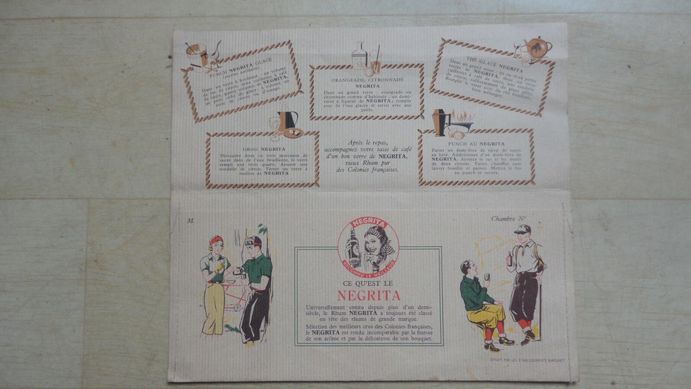 OLD NEGRITA RUM PAPER ADVERTISING POUCH OFFERED BY BARDINET