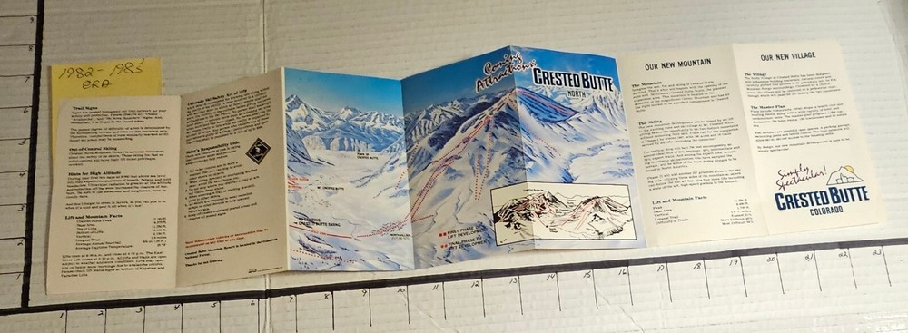 CRESTED BUTTE SKI AREA TRAIL MAP (1982-85 ERA) EX-MINT