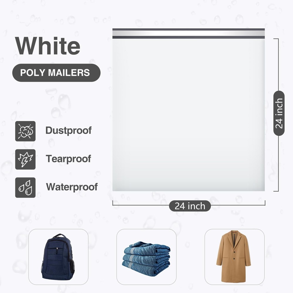 UCGOU Poly Mailers 24x24 Inch White 50 Pack Extra Large 50PC,