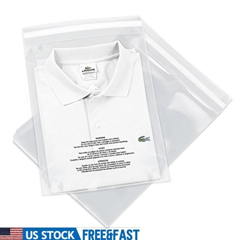 Self Seal Clear Poly Bags 8x10 Suffocation Warning 1000 Count Permanent Adhesive