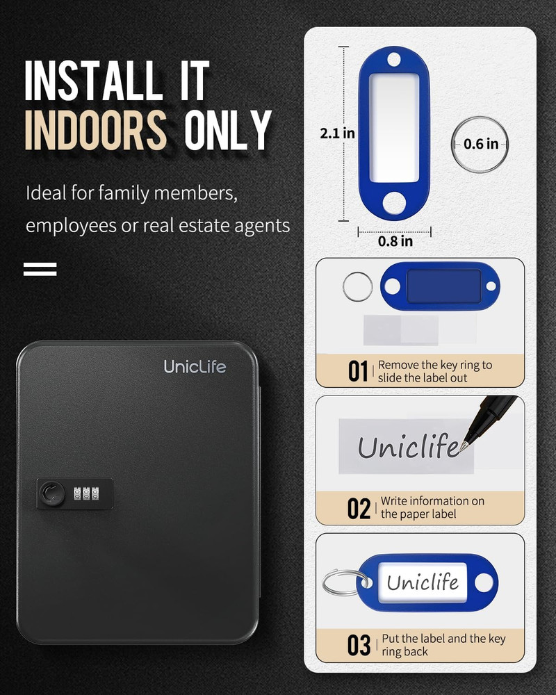 48 Position Key Cabinet with Combination Lock Resettable Black Digital Security