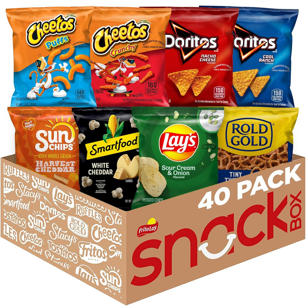 Snack Variety Pack Assorted Chips Party Mix Bulk 40 Count
