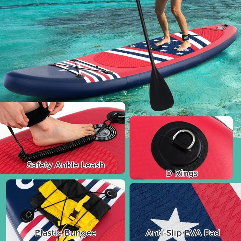 Inflatable Paddle Board 10ft with Removable Fin, Adjustable Paddle and Backpack