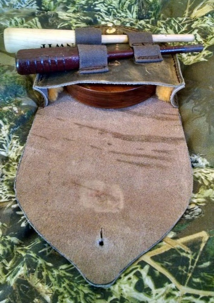 Yoder409 handcrafted leather single friction slate glass turkey call holster 
