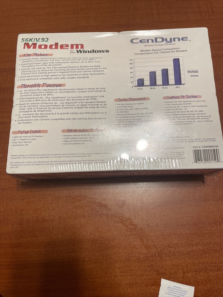 Modem 56K/V.92 CenDyne Unopened Box SEALED