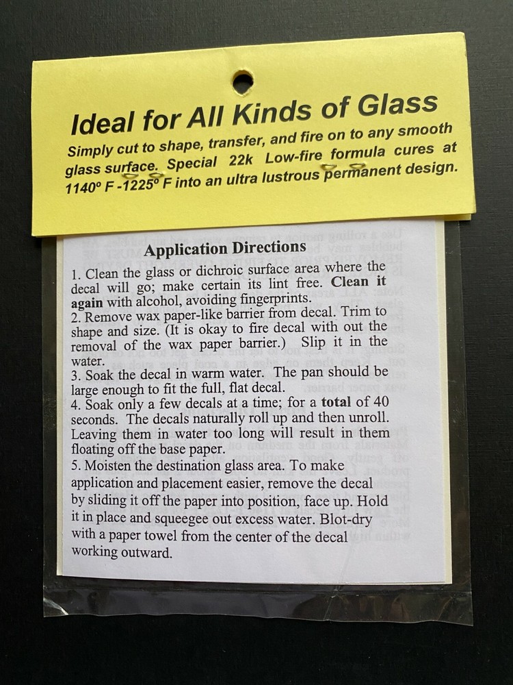 Assorted Black Low Fire Glass Fusing Decals Profusion Studio 22 K Gold