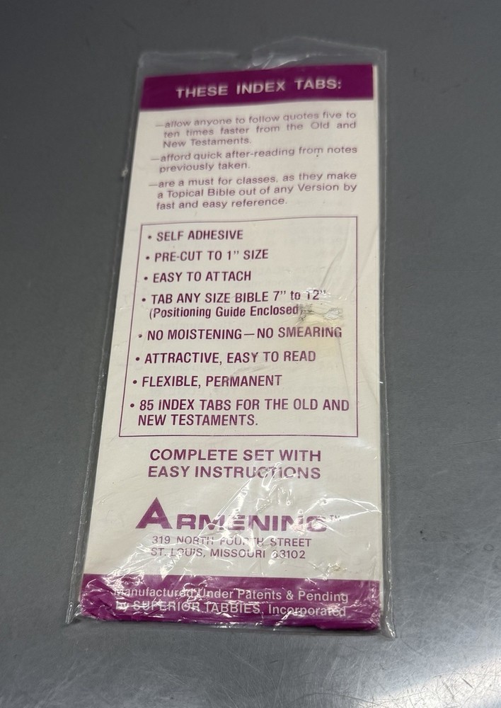 Vintage Bible Indexing Index Tabs