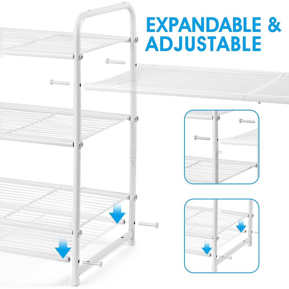 Simple Trending 3-Tier Stackable Shoe Rack, Expandable & Adjustable Shoe Shel...