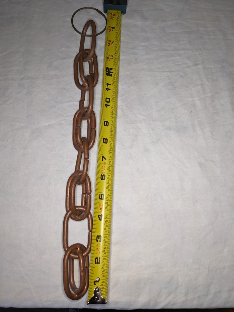 NOS Solid Copper Rain Chain 16" Extension Alternating 3D Compound Pill Link