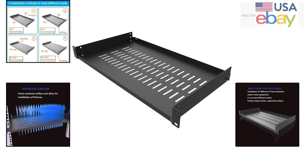 Versatile 1U Rack Shelf 10" Deep for IT Cabinets with Disassembled Structure