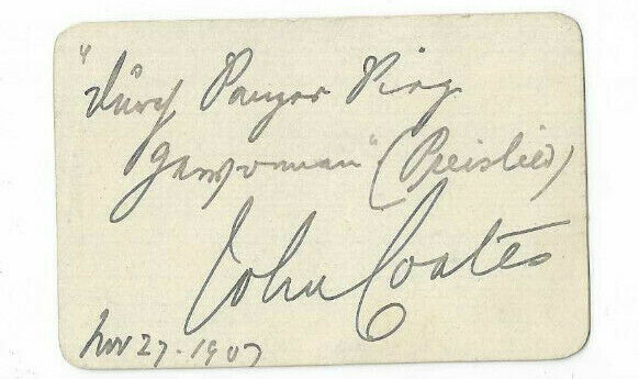 John Coates Signed Card 1907 / Autographed Opera Singer