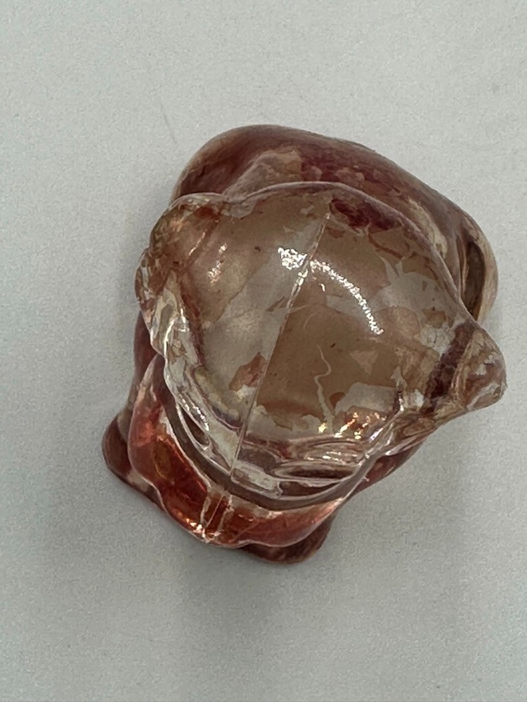 Vintage Figural DOG & Collar Glass CANDY CONTAINER Flashed Pink A&E 183