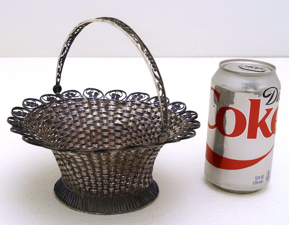 Nuremburg German Solid Silver Woven Filigree Basket  marked Winter ca 1820