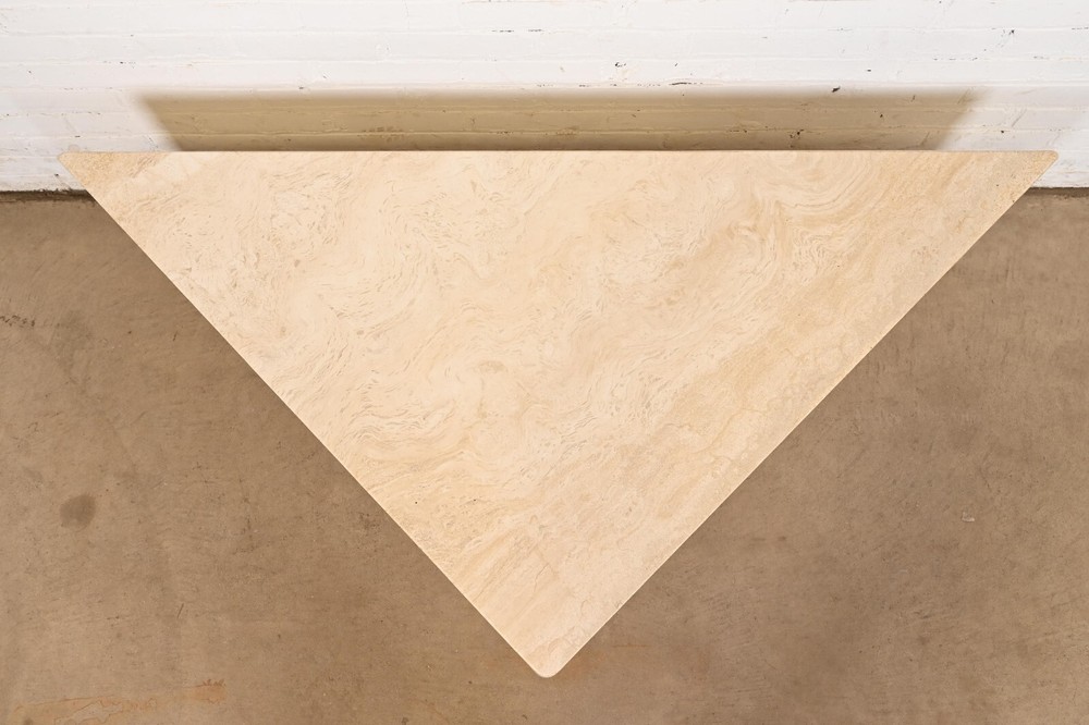 Modern Italian Travertine Triangular Coffee Table, Circa 1970s